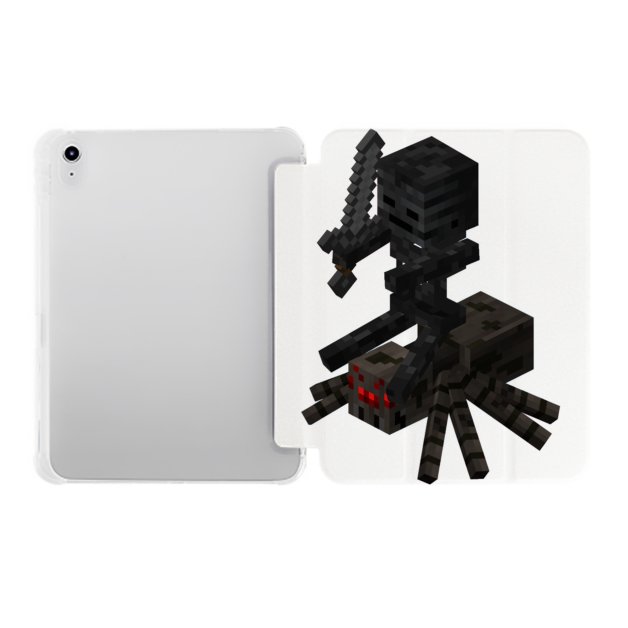 （画像用） マインクラフト ブロックの世界 Minecraft MC Block world IPad ケース ペン収納付き 三つ折りスタンド PUレザー×シリコン 対応機種9.5/10.5/10.9インチ